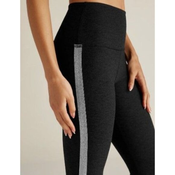 BEYOND YOGA SPACEDYE SHINE ON HIGH WAIST DARKEST NIGHT BLACK MIDI LEGGINGS M - Picture 7 of 9